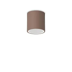 Outdoor-Deckenleuchte TECHO D09 ROUND, IP54, Ø 9cm, 230V AC, 1x GU10, Aluminium / gehärtetes Mattglas, starr, kaffee