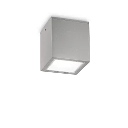 Outdoor-Deckenleuchte TECHO D15 SQUARE, IP54, 15x15cm, 230V AC, 1x GU10, Aluminium / gehärtetes Mattglas, starr, grau