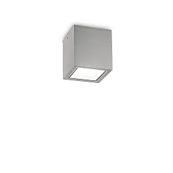 Outdoor-Deckenleuchte TECHO D09 SQUARE, IP54, 9x9m, 230V AC, 1x GU10, Aluminium / gehärtetes Mattglas, starr, grau 