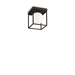 Deckenleuchte LINGOTTO, IP20, 1-flammig, E14 max. 28W (exkl.), schwarz / Ätzglas weiß