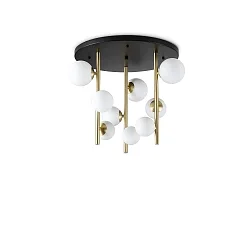 ceiling luminaire PERLAGE 9 flames G9 IP20, white, satined brass dimmable