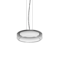 LED Pendelleuchte TOPICO SP, Ø 45cm, 28W 3000K 1340lm, CRi>90, on-off, Doppelglas, weiß geätzt /  Rauchglas nuanciert, schwarz