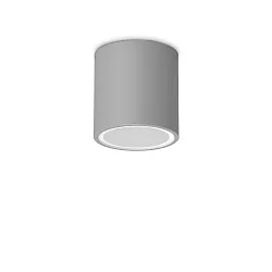 Outdoor-Deckenleuchte TECHO D09 ROUND, IP54, Ø 9cm, 230V AC, 1x GU10, Aluminium /  gehärtetes Mattglas, starr, grau