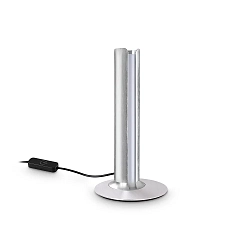 LED Tischleuchte DORICA, IP20, 8W 3000K 260lm, CRi>90, mit Schnurschalter + Touch-Dimmer, Stahl gebürstet / glatt