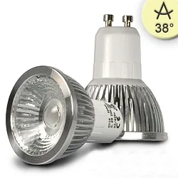 LED Strahler COB, GU10, 5.5W 2700K 330lm 964cd 38°, dimmbar, Aluminium gebürstet / klar