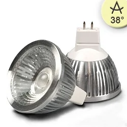 LED Stiftsockel-Strahler MR16 COB, 12V AC/DC, GU5.3, 5.5W 2700K 330lm 38°, dimmbar