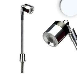 LED Vitrinen-Leuchte, IP40, Höhe 25cm, 3W 5200K 100lm 671cd 25°, schwenkbar, Aluminium / Chrom