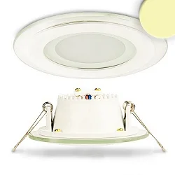 Outdoor LED downlight IP44, beaming asides, Ø 9.8cm, 8W 2800K 350lm 120°, aluminium / glass, white