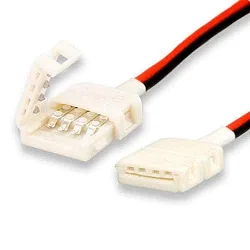 Clip-Verbinder mit Kabel (max. 5A) für 2-pol. IP20 Flexstripes mit Breite 12mm, Pitch-Abstand >12mm