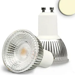 LED Strahler GLAS-COB, GU10, 6W 2700K 460lm 405cd 70°, dimmbar, Silber / klar strukturiert