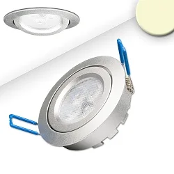 Recessed LED spot, prismatic, IP40, Ø 8.2cm, 8W 2700K 700lm 72°, swivelling, dimmable, silver