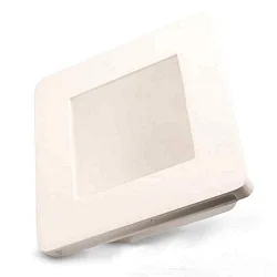 Gips-Einbaustrahler GU5.3, quadratisch mit Glas satin, rückversetzt, weiß