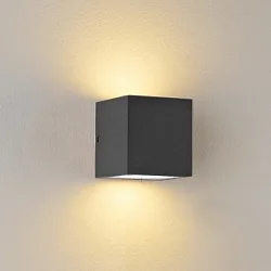 Outdoor wall luminaire Up&Down, IP44, angular, 2x GX53, excl. lamps, aluminium / glass, anthracite