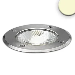 Outdoor LED Bodeneinbaustrahler COB, IP67, 7W 3000K 600lm 90°, begehbar, Edelstahl / klar, Rund, Ø 12.5cm