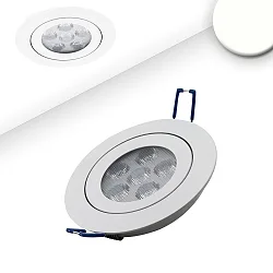 Recessed LED spot, prismatic, ultraflat, Ø 11.4cm, 15W 4200K 1120lm 72°, swivelling, dimmable, white