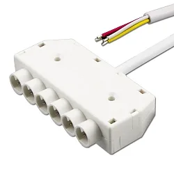 Mini-Plug RGB 6-fach Verteiler Female, 100cm, 4-polig, IP54, weiß, max. 48V