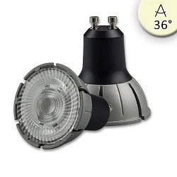 Vollspektrum LED Strahler COB, GU10, 7W 3000K 480lm 1561cd 36°, CRi >98, dimmbar, grau-schwarz