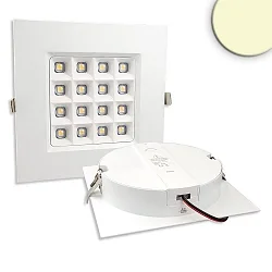 LED Downlight PRISM, UGR<19, BAP geeignet, IP54, eckig, 11 x 11cm, starre Optik, dimmbar, 10W 3000K 980lm 90°