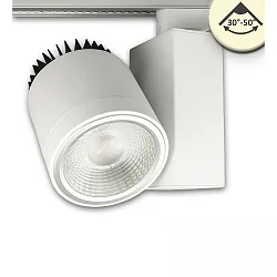 LED 3-Phasen Schienenstrahler, fokussierbar 30°-50°, 30W, drehbar und schwenkbar, dimmbar, 4000K 3000lm, Schwarz matt