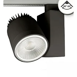 LED 3-Phasen Schienenstrahler, fokussierbar 30°-50°, 30W, drehbar und schwenkbar, dimmbar, 4000K 3000lm, Schwarz matt