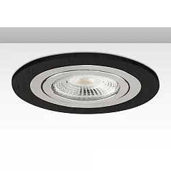Einbaurahmen Kombi RUND für GU10/MR16 Spots, IP20, starr, exkl. Fassung, Aluminium, Schwarz / Alu gebürstet