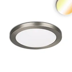 LED Leuchte SLIM FLEX, IP44, 6W, ColorSwitch 3000|3500|4000K 510lm 120°, Deckenausschnitt variabel, Nickel gebürstet