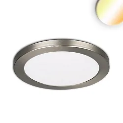 LED Leuchte SLIM FLEX, IP44, 12W, ColorSwitch 3000|3500|4000K 1020lm 120°, Deckenausschnitt variabel, Nickel gebürstet