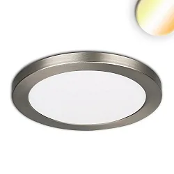 LED Leuchte SLIM FLEX, IP44, 18W, ColorSwitch 3000|3500|4000K 1530lm 120°, Deckenausschnitt variabel, Nickel gebürstet