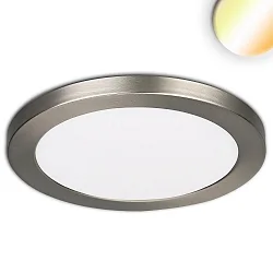LED Leuchte SLIM FLEX, IP44, 24W, ColorSwitch 3000|3500|4000K 2040lm 120°, Deckenausschnitt variabel, Nickel gebürstet