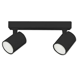 Wand- und Deckenleuchte GU10 Dual, 2-flammig, IP20, schwenkbar, exkl. Leuchtmittel, Aluminium, Schwarz matt