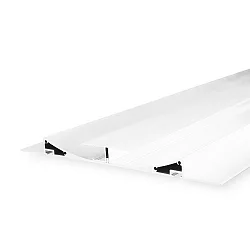 LED drywall lighting profile DOUBLE CURVE, indirect lightbeam, for 2 LED strips, aluminium, 200cm, white RAL 9003