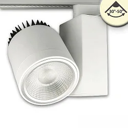 LED 3-Phasen Schienenstrahler, fokussierbar 30°-50°, 35W, CRi >92, drehbar, 3500K 4200lm, Weiß matt