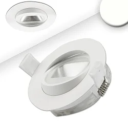LED Einbaustrahler asymmetrisch COB, IP44, rund, Ø 9.5cm, CRI >90, schwenkbar, dimmbar, weiß, 8W 4000K 550lm 50°