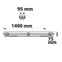 LED Wannenleuchte 150cm, IP65 IK08, Powerswitch 35-60W, Colorswitch 3000|4000|5000K 7750lm 120°, schlagfest