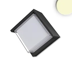 LED Außenwandleuchte, IP54 IK04, mit Dach, eckig, 11 x 11cm, 6.4W 3000K 380lm 120°, Aluminium, sandschwarz
