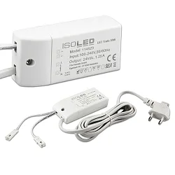 LED Trafo MiniAMP, IP20, 24V/DC, 0-30W, 200cm Kabel mit Flachstecker, sekundär 2 female Buchsen