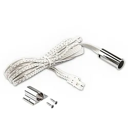 MiniAMP Kontakt-SENSOR rund, IP20, Einbau/Aufbau, 12-24V DC, 3A, mit weißem 2x 150cm Kabel, Chrom