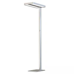 LED Office Pro Stehleuchte Up+Down, starre Optik, 40+40W, UGR<19, silber, neutralweiß, Dimm-Regler, CH-Stecker