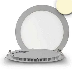 LED Downlight, 18W, rund, ultra flach, silber, warmweiß, dimmbar