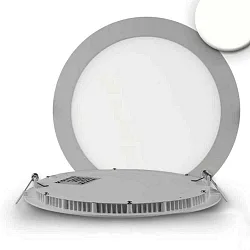 LED Downlight, 18W, rund, ultra flach, silber, neutralweiß