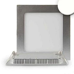 LED Downlight, 9W, eckig, ultraflach, silber, neutralweiß, dimmbar