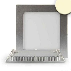 LED Downlight, 15W, eckig, ultraflach, silber, warmweiß, dimmbar