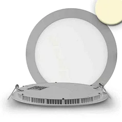 LED Downlight, 18W, rund, ultra flach, silber, warmweiß