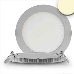 LED Downlight, 12W, rund, ultra flach, silber, warmweiß, dimmbar