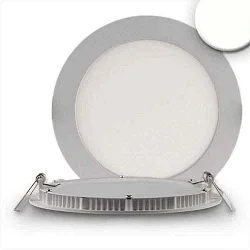 LED Downlight, 12W, rund, ultra flach, silber, neutralweiß, dimmbar