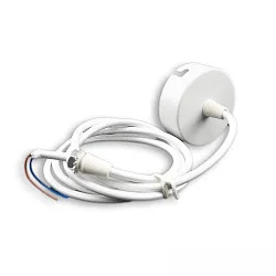 Deckenbaldachin rund, Ø 6cm, inkl. 2-poligem Stoffkabel 150cm, ohne Fassung, weiß / Kabel schwarz