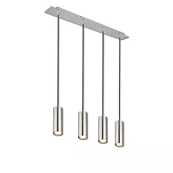 Hängeleuchte mit Spots, 4-flammig, 4x GU10 (exkl.), mit 150cm Seilabhängungen, Nickel matt / Kabel schwarz