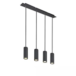 Hängeleuchte mit Spots, 4-flammig, 4x GU10 (exkl.), mit 150cm Seilabhängungen, Schwarz