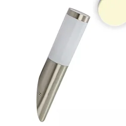 Außenwandleuchte, IP44, inkl. E27 LED 9W 3000K 800lm, Edelstahl / Abdeckung satiniert, ohne Sensor