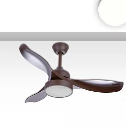 LED Deckenventilator 3-flügelig, 3 Stufen, Links-Rechtslauf, 18W 4000K 990lm 120°, inkl. Fernbedienung, braun
